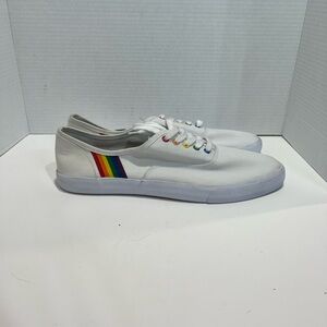 Goodfellow & Co White Sneakers with Rainbow Accent